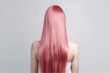 © Anastasiia - Long Pink Straight Hair , Rear View On White Background. Generative AI