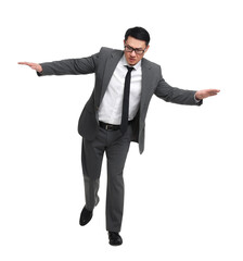 Canvas Print - Businessman in suit posing on white background