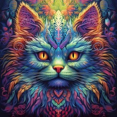  Mystical cat journeys through DMT ART.