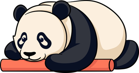 Sticker - Fat panda cute cartoon with outline