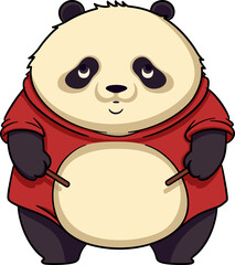 Wall Mural - Fat panda cute cartoon with outline