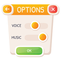Wall Mural - game ui button. mobile application or game interface element. cartoon colorful design. sticker or la