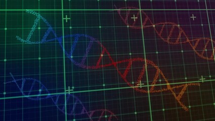 Poster - Animation of data processing over dna strands spinning
