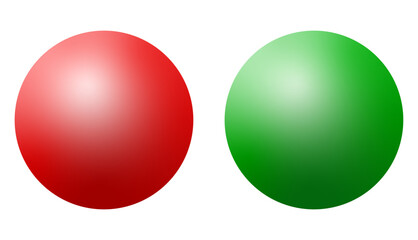 Set of round buttons. Green, red. Buttons in vector. 3d ball 