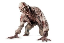 Nightmare Zombie Crawls On A White Background.