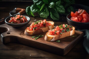 Wall Mural - bruschetta with tomatoes