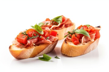 Wall Mural - bruschetta with jamon, mozzarella and tomatoes