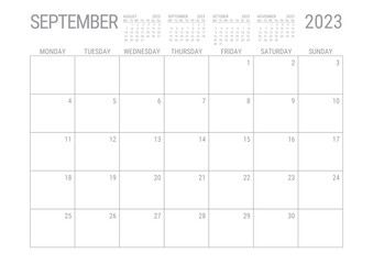 september calendar 2023 monthly planner printable a4 monday start