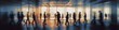 © Lazy_Bear - Silhouettes of group of people in business office with motion blur effect. Crowd of unrecognizable people walking in building with glass facade. City life. Created with Generative AI