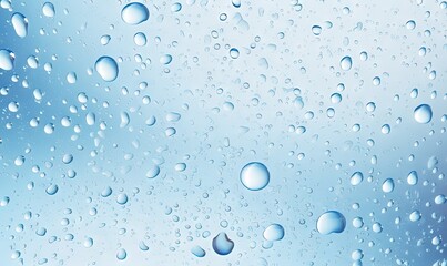 Wall Mural -  water drops on a window with a blue sky in the background of the image and a blue sky in the background of the window.  generative ai