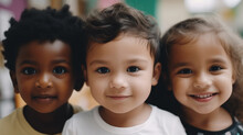 Generative AI, Children, Boys And Girls Of Different Nationalities Play Together, Friendship Of Peoples, Europeans, African Americans, Indians, Asians, Chinese, Kindergarten, Diversity