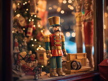 Christmas Display In Store Window With Nutcracker Created With Generative Ai