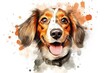 watercolour drawings of cute dogs, ideal for tourist products. Generative AI