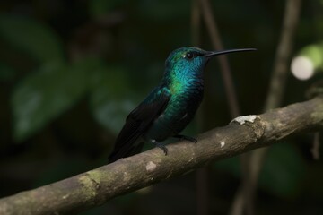 Canvas Print - brightly colored bird resting on a tree branch