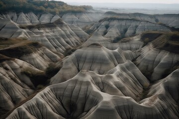 Poster - panoramic view of a forested mountain range