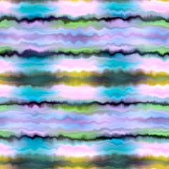 Wall Mural - Vibrant tie dye wash seamless pattern. Blurry fashion effect summer hippy background with space dyed streaks print.