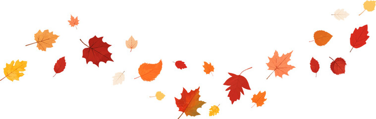 autumn leaf border.wave of falling leaves.leaf fall.autumn flying leaves.watercolor leaves in the wi