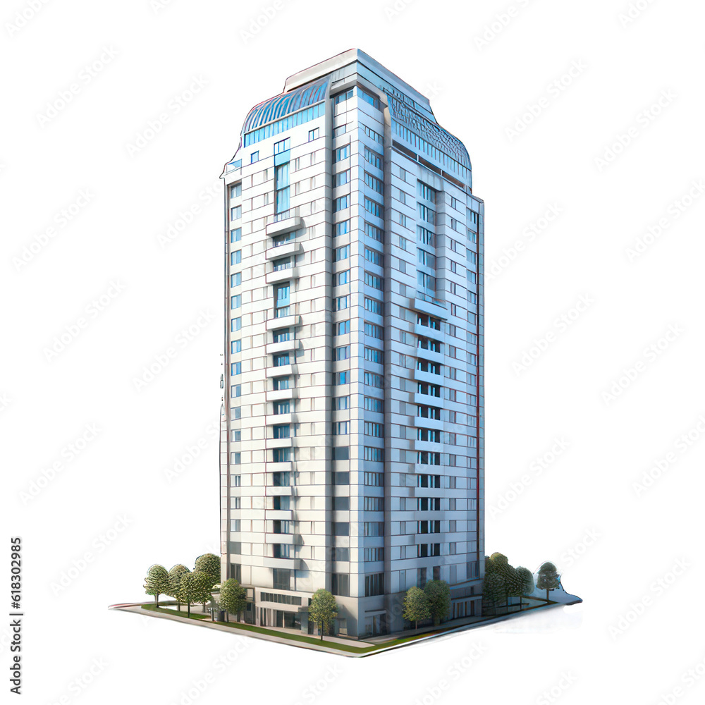 Modern skyscraper isolated on white created with Generative AI Stock ...