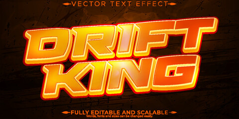 Wall Mural - Drift king text effect, editable race and sport text style