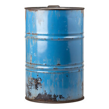 Old Blue Metal Oil Barrel Isolated - Generative AI