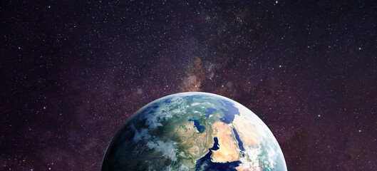 Canvas Print - view of planet earth with starry universe background