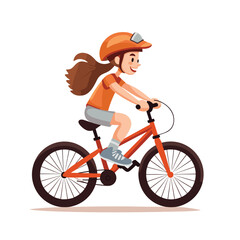 Canvas Print - kid girl riding bicycle vector flat isolated illustration