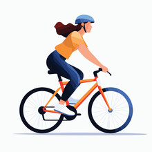 Woman Riding Bicycle Vector Flat Minimalistic Isolated Illustration
