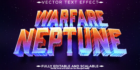 Wall Mural - Warfare neptune text effect, editable gaming and space text style