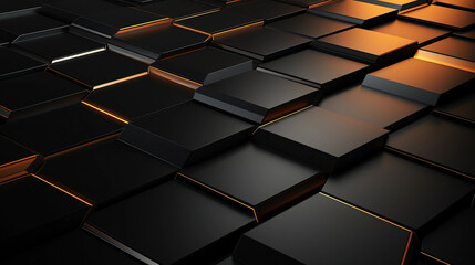 Dark metallic background with hexagonal pattern
