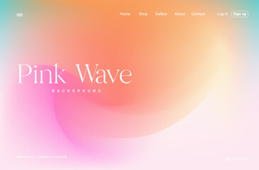 Wall Mural - Trendy Pastel Wave Pink Gradient Background. Modern Backdrop for Poster, Brochure, Advertising, Placard, Invitation Card, Music Festival, Night Club, Landing Page Website