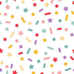 Leinwandbilder - Vector Seamless Pattern with Color Sprinkles. Colorful Carnaval Confetti Texture. Cake, Ice Cream and Donut Topping Illustration. Funny Kid Festival Background