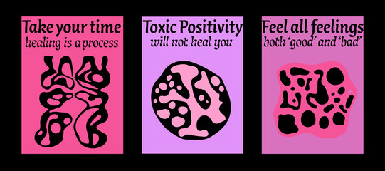 Poster - Psychedelic retro posters with geometric shapes and ornaments. New Wave spiritual hippie style. 