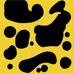 Poster - Acid psychedelic black and yellow print with abstract melting blobs in retro hippie style.