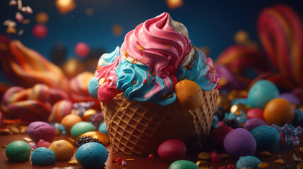 Wall Mural - colorful ice cream, created with Generative AI 