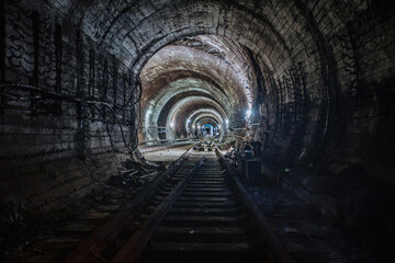 Sticker - Round underground subway tunnel with tubing