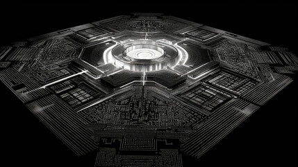 Wall Mural - circuit board background quantum cpu processor - by generative ai	