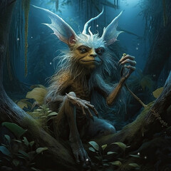 Wall Mural - goblin mage druid old sage grim dark fantasy - by generative ai