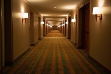 Photo Of Empty Hotel Hallway Photography AI Generated