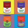 Set of different tomato soup pop art style comic Vector