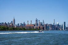 NYPD Boat And Manhattan Skyline
