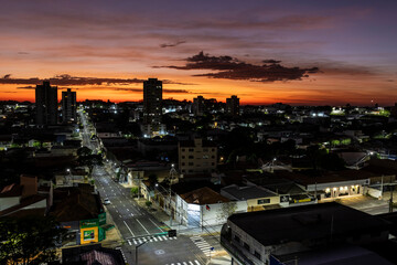 Wall Mural - Marilia, Sao Paulo, Brazil, June 22, 2023. First sunrise of winter, seen from the central region of the city of Marília