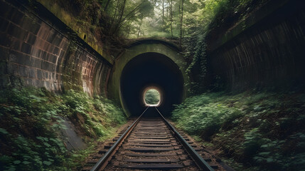 railway tunnel, front view generative ai