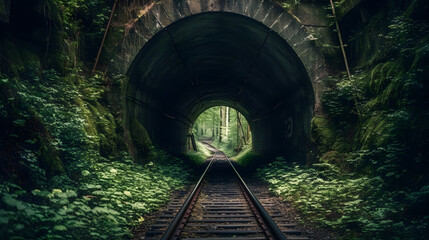 railway tunnel, front view generative ai
