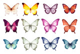 Fototapeta Dziecięca - Watercolor butterflies set. Variety of colorful and intricate butterfly designs