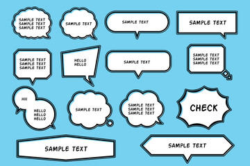 Poster - simple pop speech bubble set, line width compound shape / editable speech bubble, frame, frame, illu