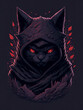 Ninja black cats red eyes with it's stealthy moves and sinister expressions, strike fear into the hearts of their enemies.