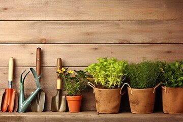 Wall Mural - gardening tools and equipment photography