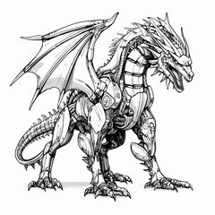 Wall Mural - black and white dragon