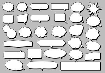 Poster - simple pop speech bubble set, line width compound shape / editable speech bubble, frame, frame, illu