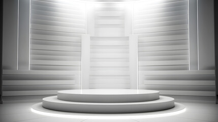 Wall Mural - white podium with white background created with Generative AI 